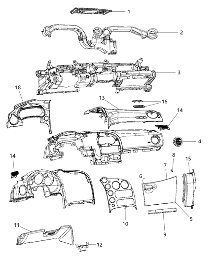 Pad Instrument Panel Passenger Diagram for 5XR21YSAAA