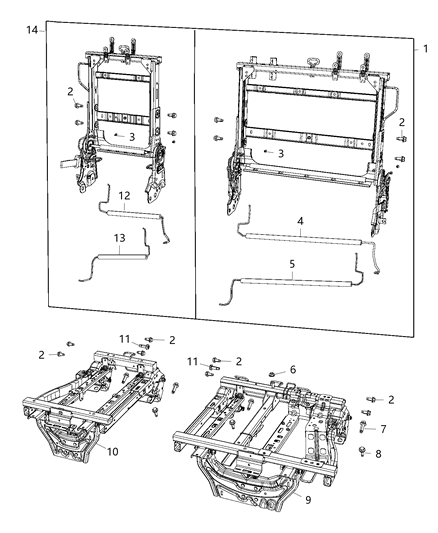 2019 Chrysler Pacifica Seat Track, Rear Passenger Side Diagram for 68241558AE