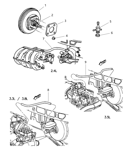 1990 Dodge Colt Boot Brake Booster Push Rod Diagram for 5066599AA