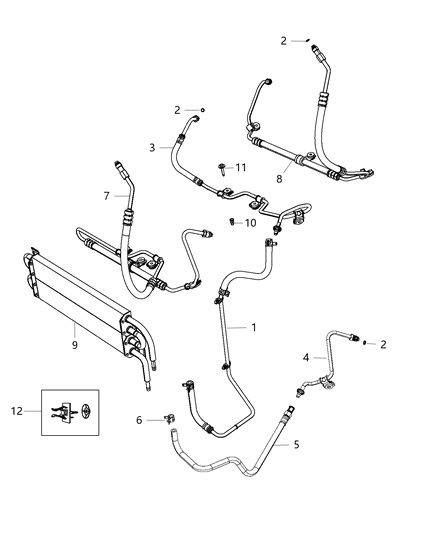 2019 Jeep Wrangler Hose Power Steering Pressure Power Steering Pump To Gear Diagram for 5181560AB