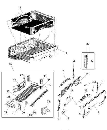 Panel Box Side Outer Diagram for 55372121AA