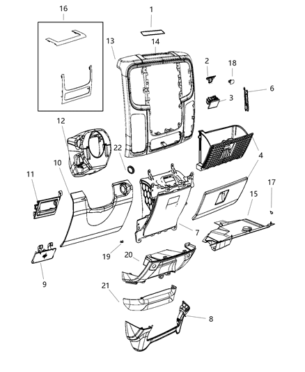 Cover Steering Column Opening Diagram for 6CT451X7AB