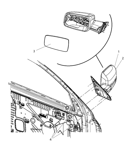 Mirror Outside Rearview Power Diagram for 55372066AC