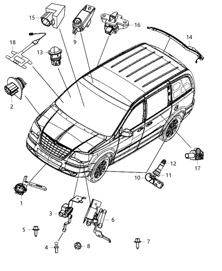 2013 Chrysler Town & Country Sensor Pinch Diagram for 68111380AA