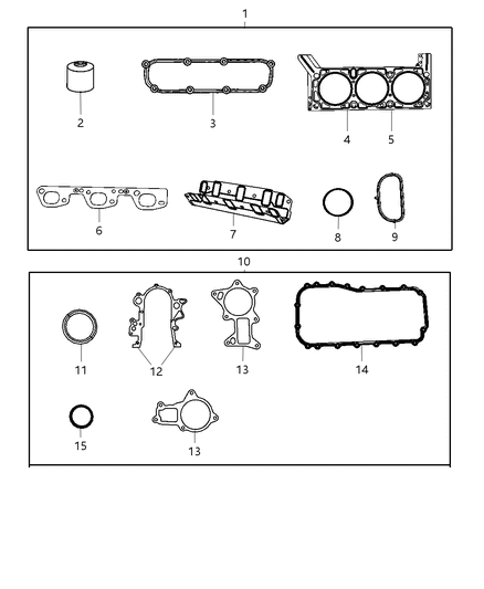 2010 Jeep Wrangler Gasket Water Pump See Note Diagram for 4666068AA