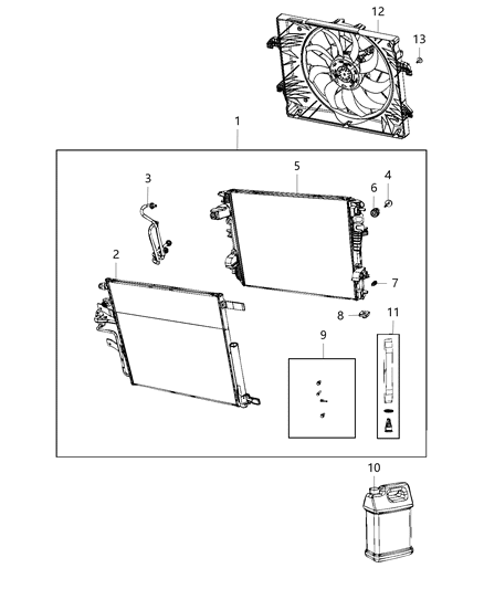 1985 Dodge Ramcharger Fastener Kit Cooling Module Diagram for 68404439AB