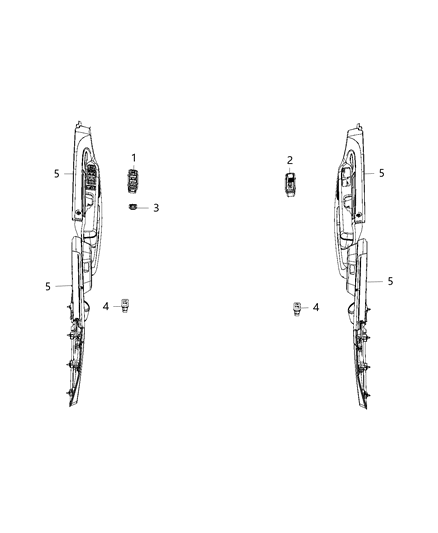 2020 Dodge Grand Caravan Switch And Bezel Front Door, Driver Side Diagram for 68298871AA