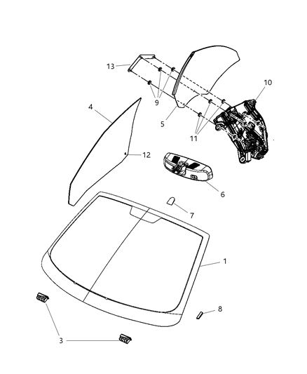 Glass Quarter Window Diagram for 5008978AE