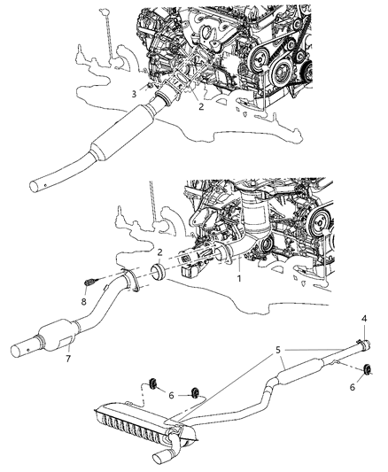 Muffler And Resonator Exhaust Diagram for 5147218AB
