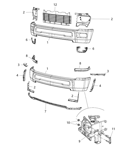 2018 Ram 2500 Bezel Parking Distance Middle & Inner Diagram for 6DE21RXFAA
