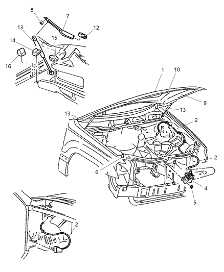 2019 Jeep Grand Cherokee Hinge Hood Diagram for 55256196