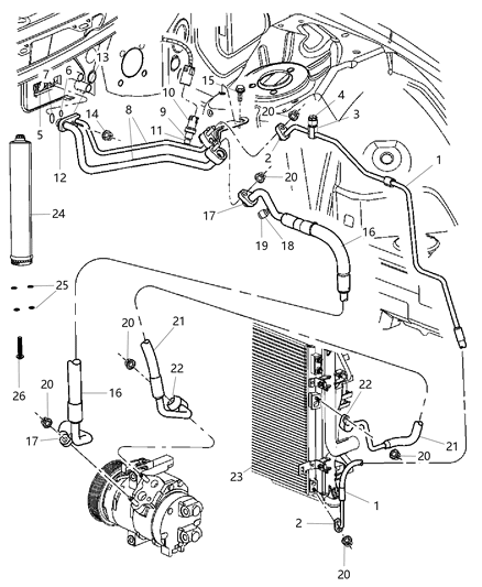 2000 Dodge Ram 2500 Line A/C Suction Diagram for 4596610AD