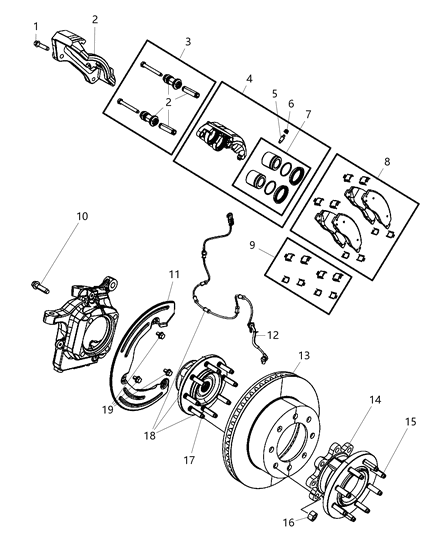 Caliper Assembly Disc Brake Front Diagram for R8049150AD