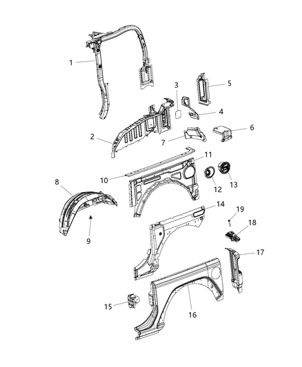 1984 Dodge Ramcharger Panel Taillamp Mounting Diagram for 68302720AE