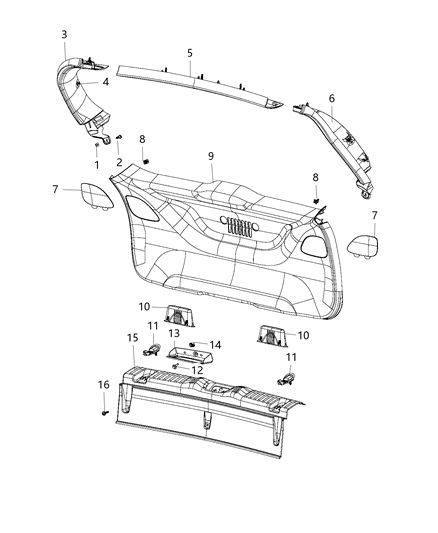 2001 Chrysler PT Cruiser Fastener Christmas Tree Diagram for 68400743AA