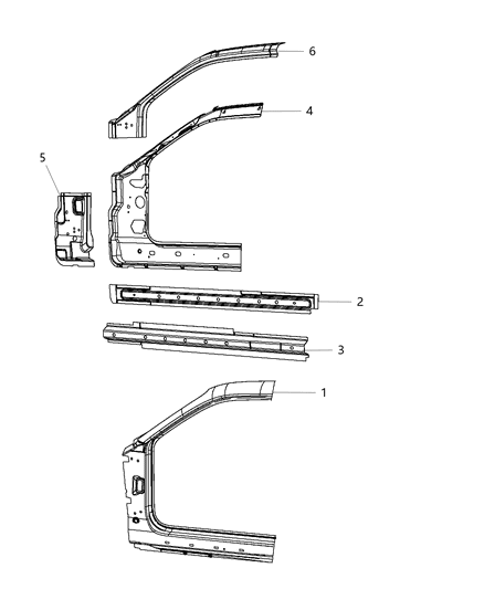 Panel Bodyside Aperture Front Diagram for 68043535AD