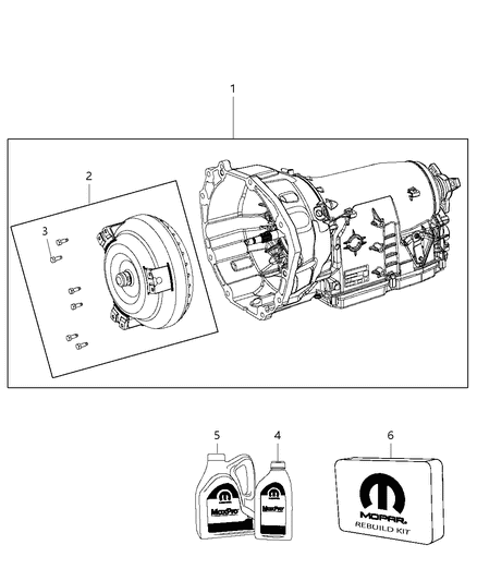Transmission Kit With Torque Converter Diagram for 68156213AB
