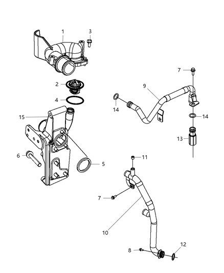 Connector Water Inlet Diagram for 68069382AA