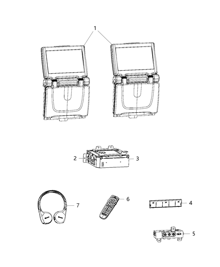 9" Video Screen DVD Seat Back With Bezel Diagram for 1WR23DX9AF