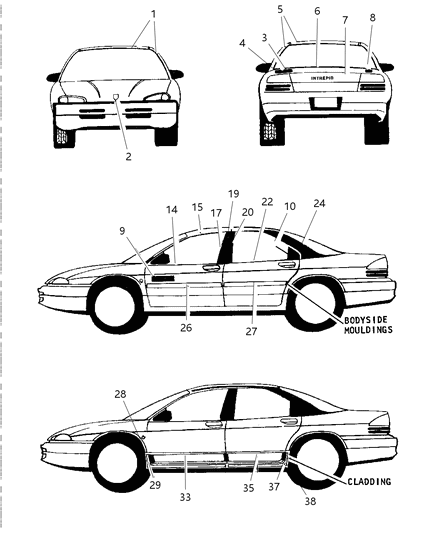 Moulding, Rear Door Bodyside Diagram for PR17SW1