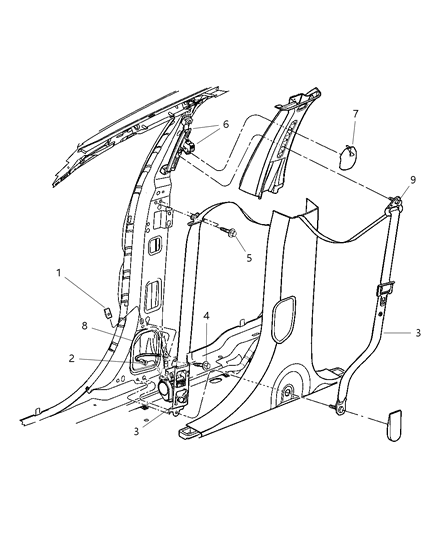 2007 Chrysler Pacifica Cup Seat Belt Retractor Diagram for 4680536AC