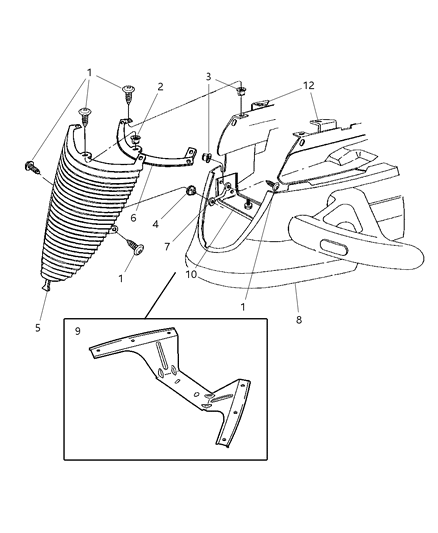 2002 Chrysler Prowler Rod Front Grille Diagram for 4815631AB