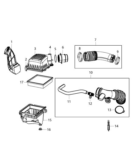Body Air Cleaner Diagram for 68147793AA
