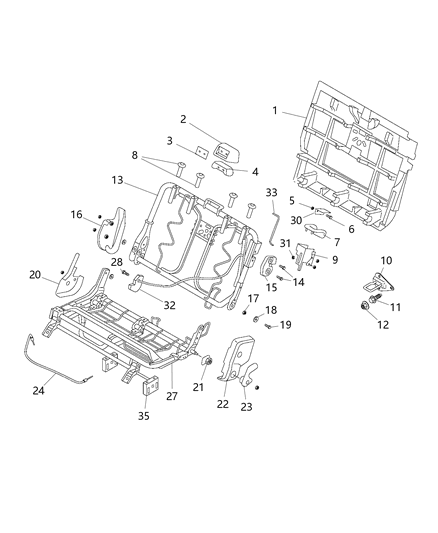 1993 Dodge Shadow Frame Rear Seat Cushion Diagram for 68275724AA