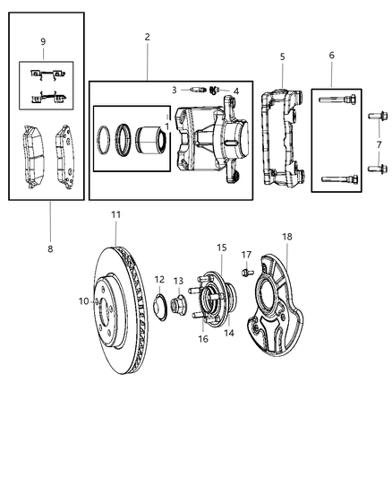2014 Chrysler 300 Pad Kit Front Disc Brake Contains 4 Pads And Slippers Diagram for 5174001AC