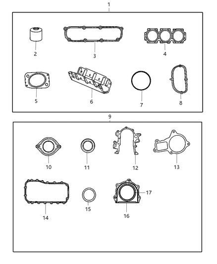 2007 Chrysler Pacifica Gasket Package Engine Lower Diagram for 68002269AA