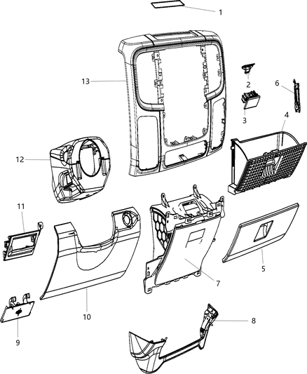 Cover Steering Column Opening Diagram for 1WQ361X9AD