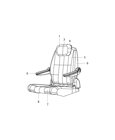 2016 Dodge Grand Caravan Cover Rear Seat Cushion Diagram for 5LJ661R4AB