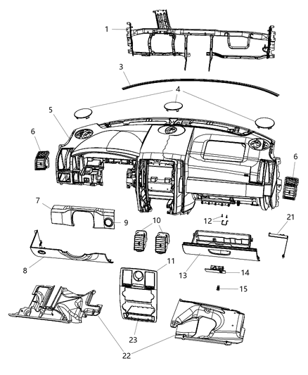 2007 Chrysler 300 Bezel Instrument Cluster Diagram for UZ95ZJ8AA