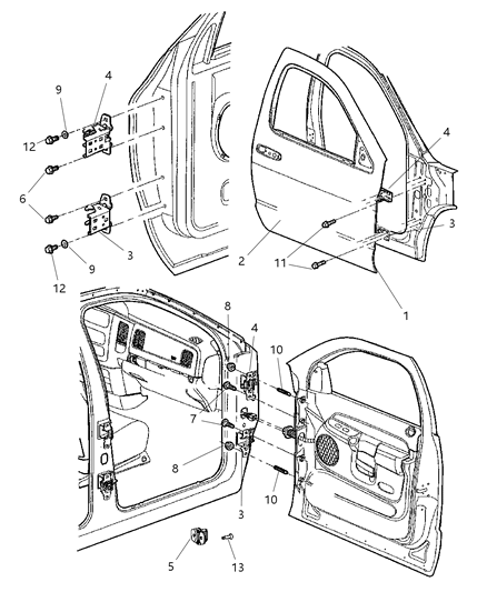 2008 Dodge Ram 1500 Door Front Diagram for 55276054AI