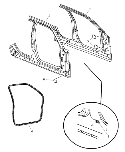 Panel Bodyside Aperture Front Outer Diagram for 5139157AM