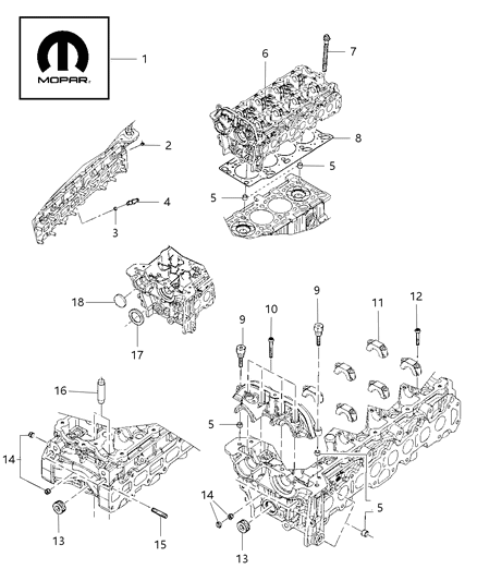 1988 Jeep J10 Gasket Kit Cylinder Head Diagram for 68148619AA