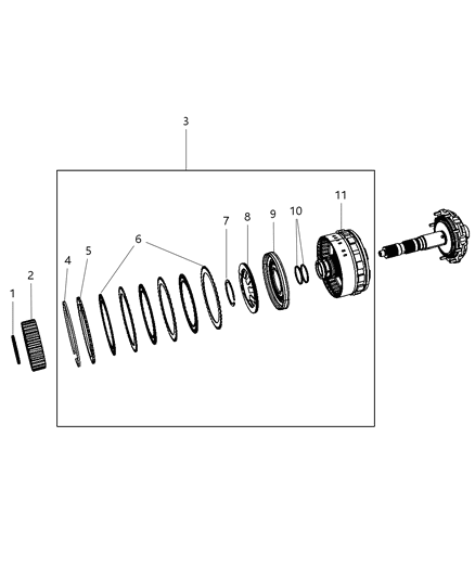 2012 Chrysler 200 Clutch Assembly Overrunning Clutch Diagram for 5078621AA