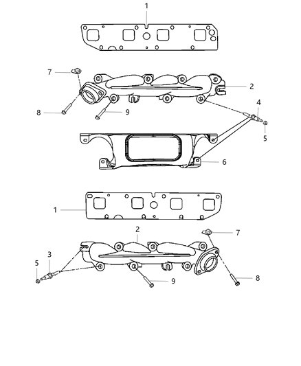 2001 Dodge Ram 3500 Van Manifold Exhaust Diagram for 68021512AE