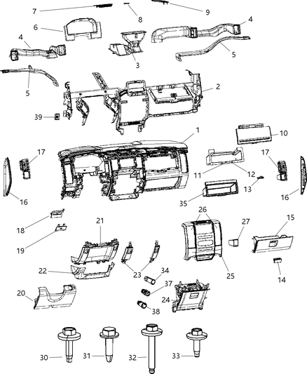 Bracket Instrument Panel Diagram for 68139491AA