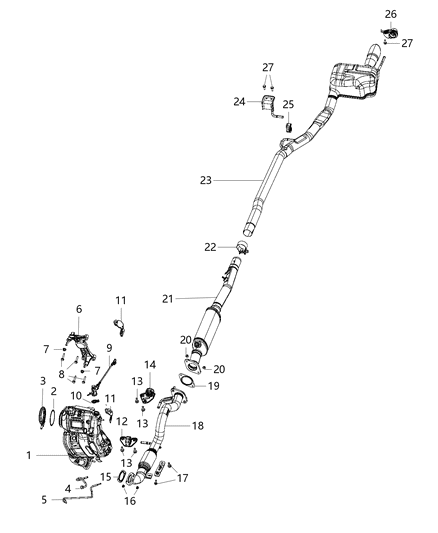 Bracket Exhaust Catalytic Attachment, Curved Bracket Diagram for 68381658AA