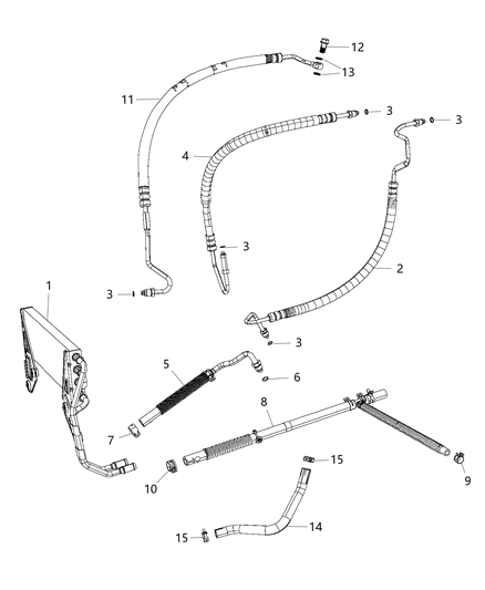 Hose Power Steering Return Hydroboost Cooler Diagram for 68031851AH
