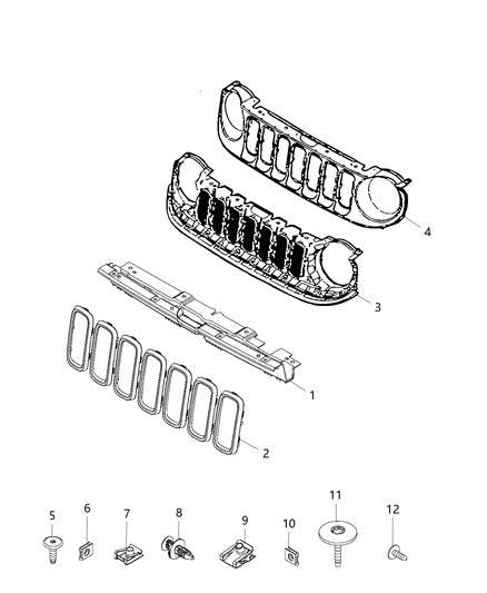 2006 Jeep Commander Grille Radiator Outer Diagram for 6VN65U3BAA
