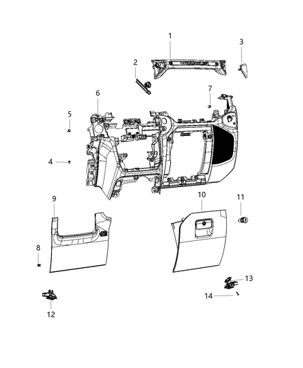 Cover Steering Column Opening Diagram for 6AA94TX7AB