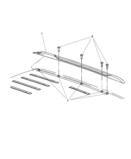 Rail Luggage Rack Side Diagram for 68334880AA