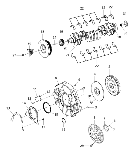 2003 Dodge Sprinter 3500 Damper Crankshaft Diagram for 68005166AA