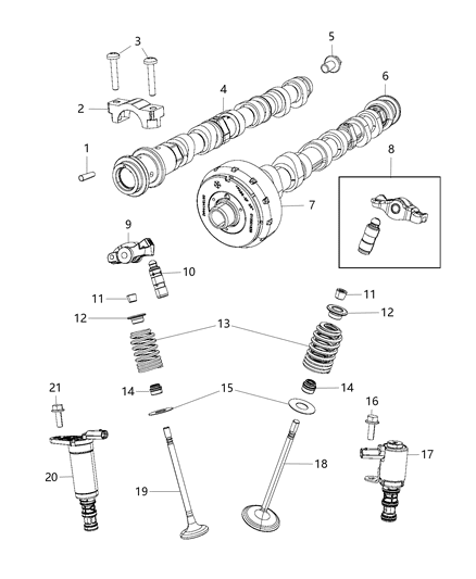 Rocker Arm Valve Diagram for 5047896AC