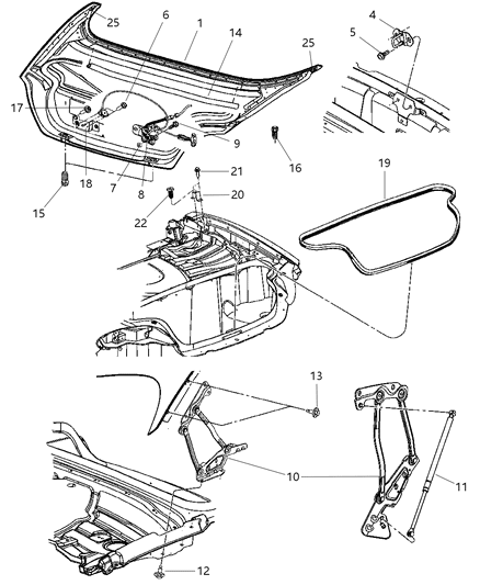 1986 Jeep Wagoneer Propeller Deck Lid Diagram for 4865981AA