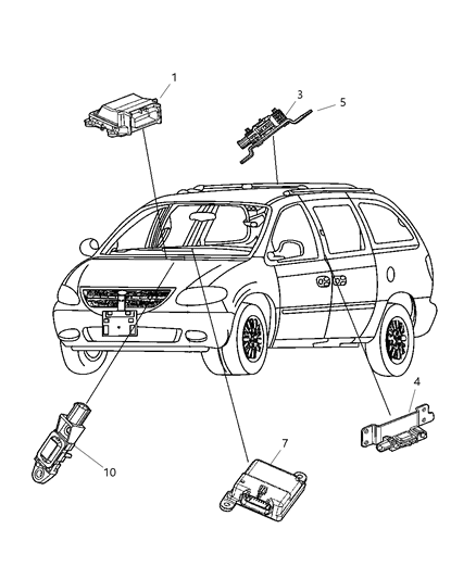 2014 Dodge Charger Module Occupant Restraint Diagram for 4896056AC
