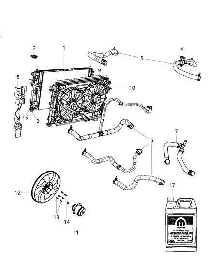 2004 Dodge Grand Caravan Hose Radiator Outlet Diagram for 5058621AE