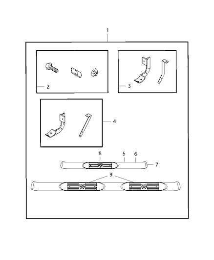 2008 Dodge Ram 3500 Step Kit Tubular Side Diagram for 82209623AD
